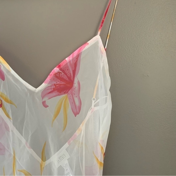 Vintage Y2K La Senza Sheer Floral Ruffle Hem Chemise Slip M - Picture 5 of 10